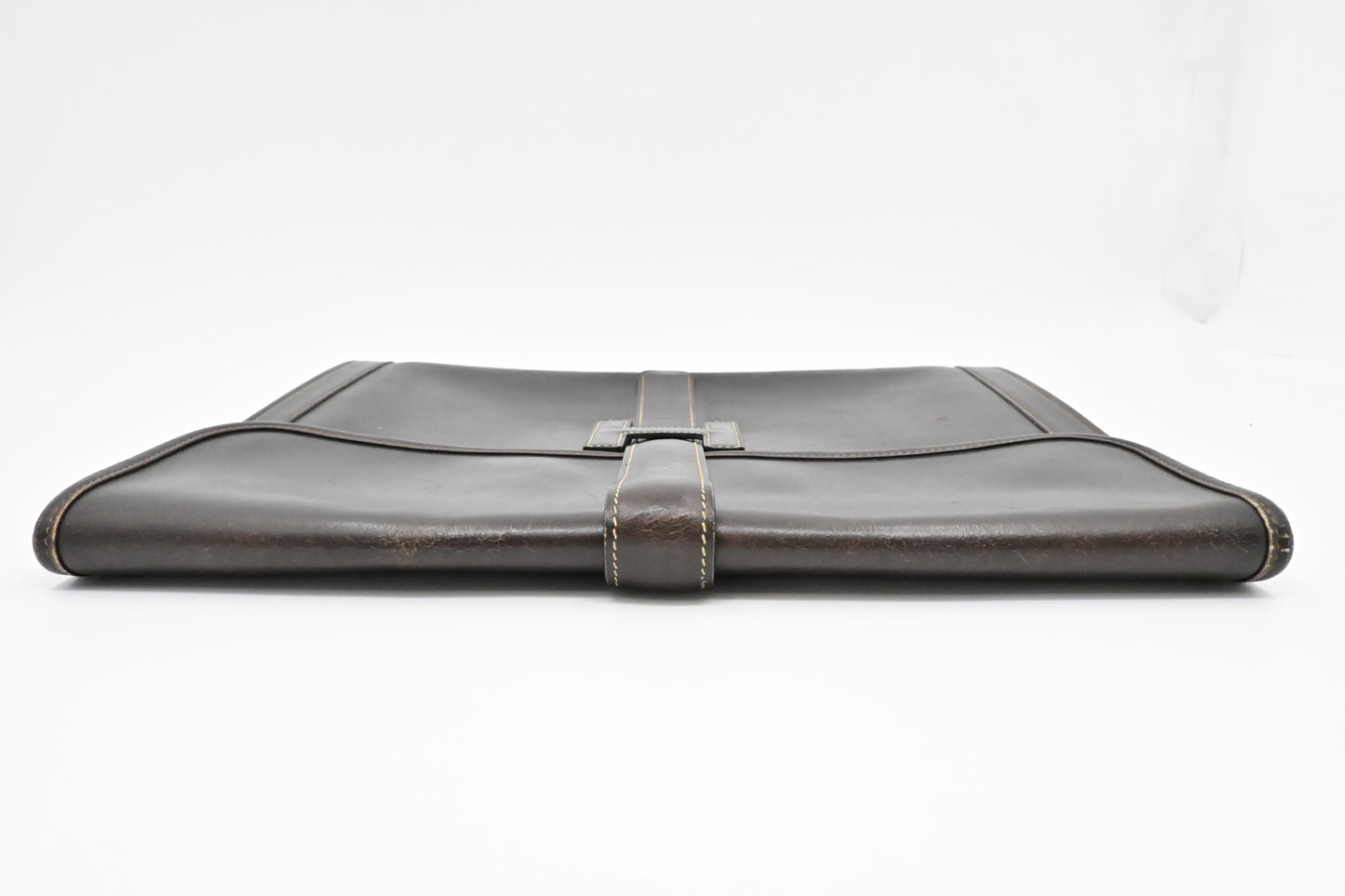 Hermes Jige GM in Dark Brown Box Calf Leather