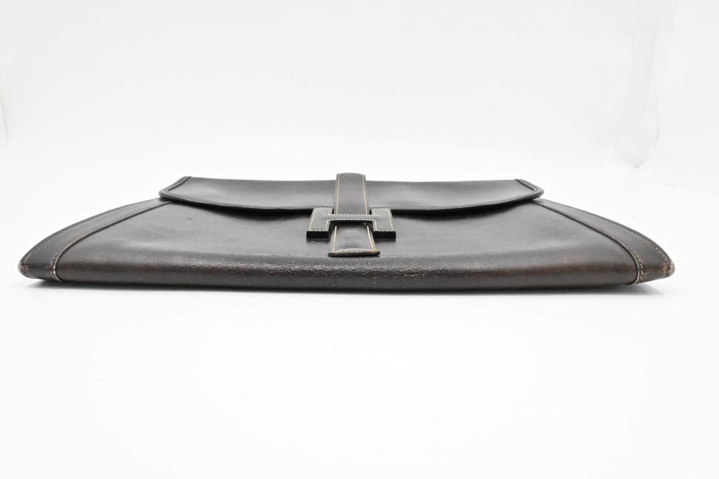 Hermes Jige GM in Dark Brown Box Calf Leather