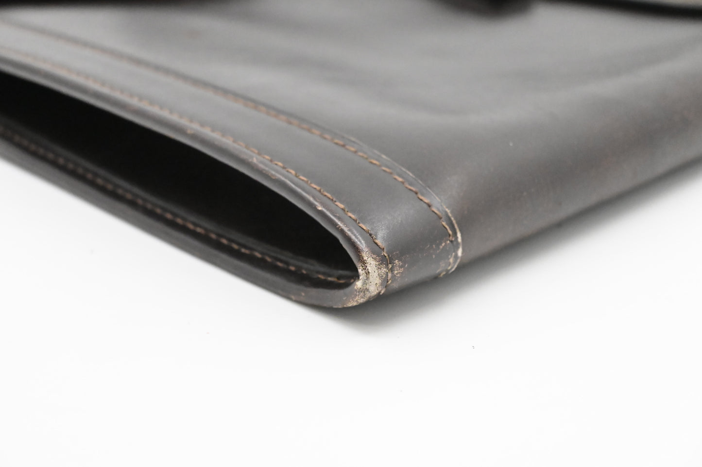 Hermes Jige GM in Dark Brown Box Calf Leather