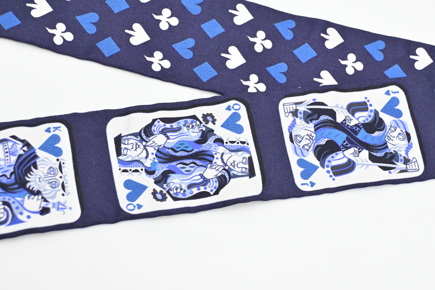 Hermes Twilly in Blue and White Silk
