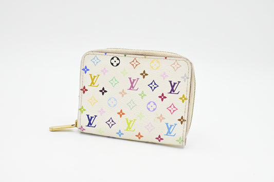 Louis Vuitton Compact Zippy Wallet in White Multicolor Monogram Canvas