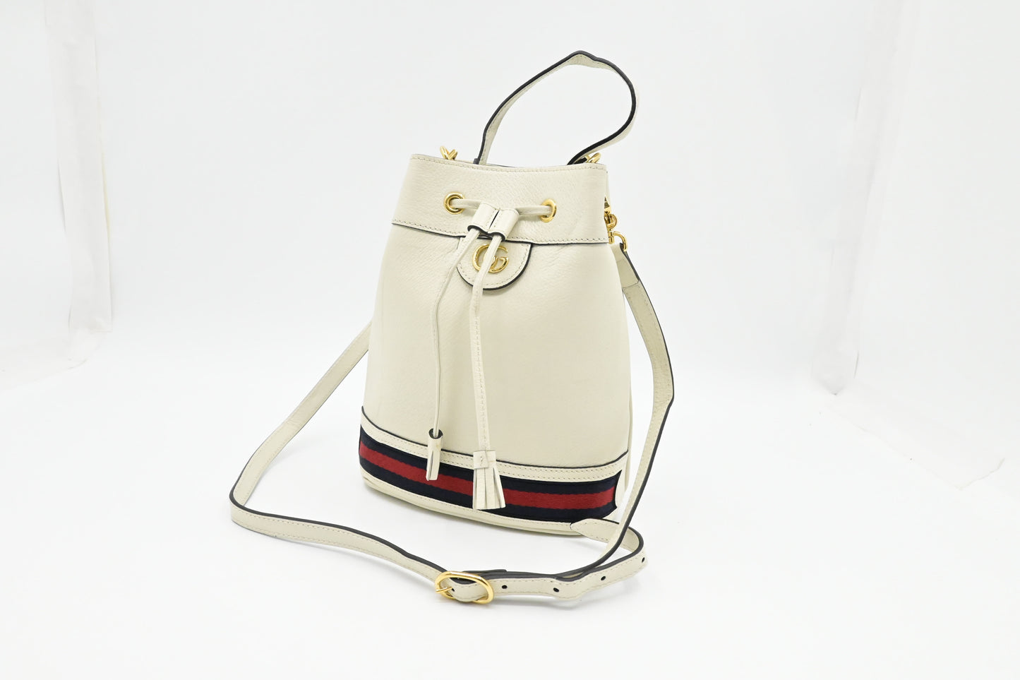 Gucci Ophidia Bucket Bag in White Leather