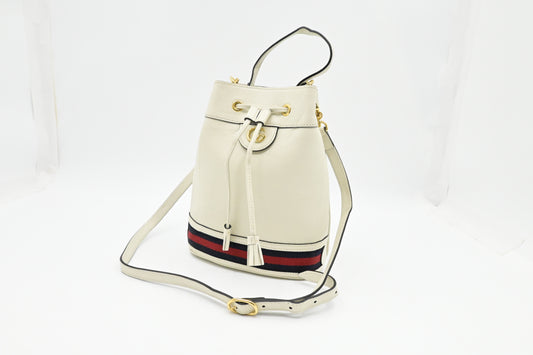 Gucci Ophidia Bucket Bag in White Leather