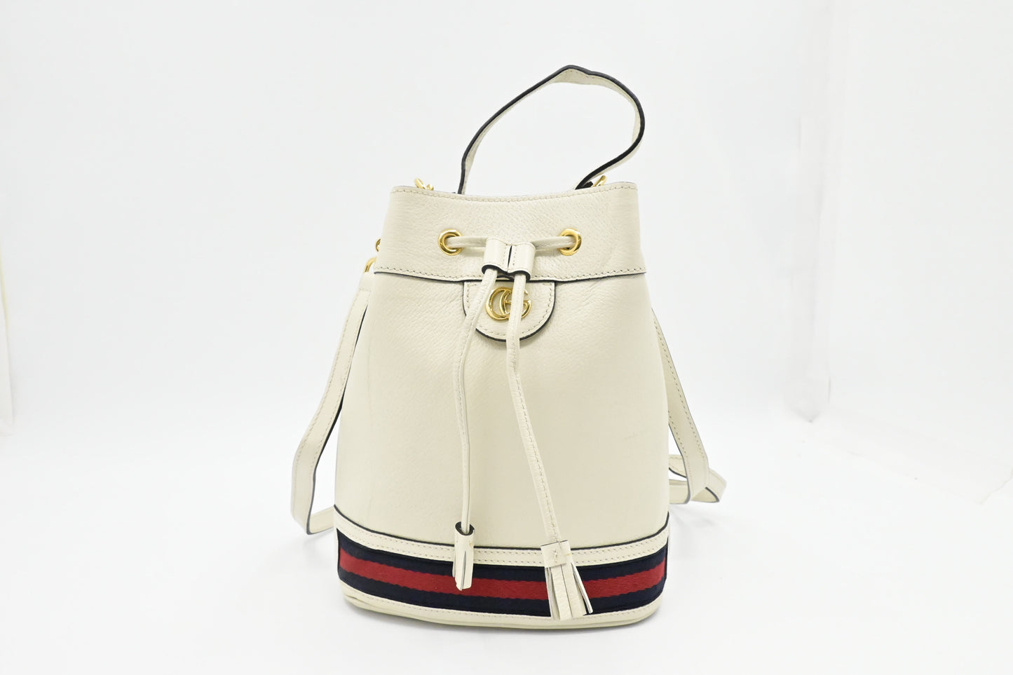 Gucci Ophidia Bucket Bag in White Leather