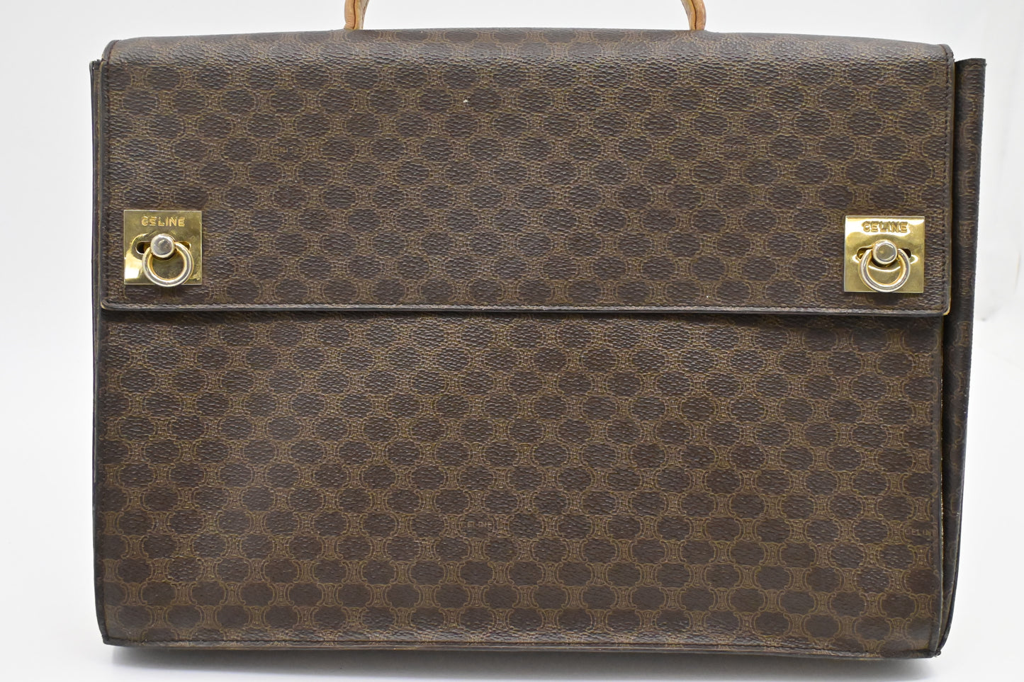 Celine Business Bag in Brown Macadam Canvas