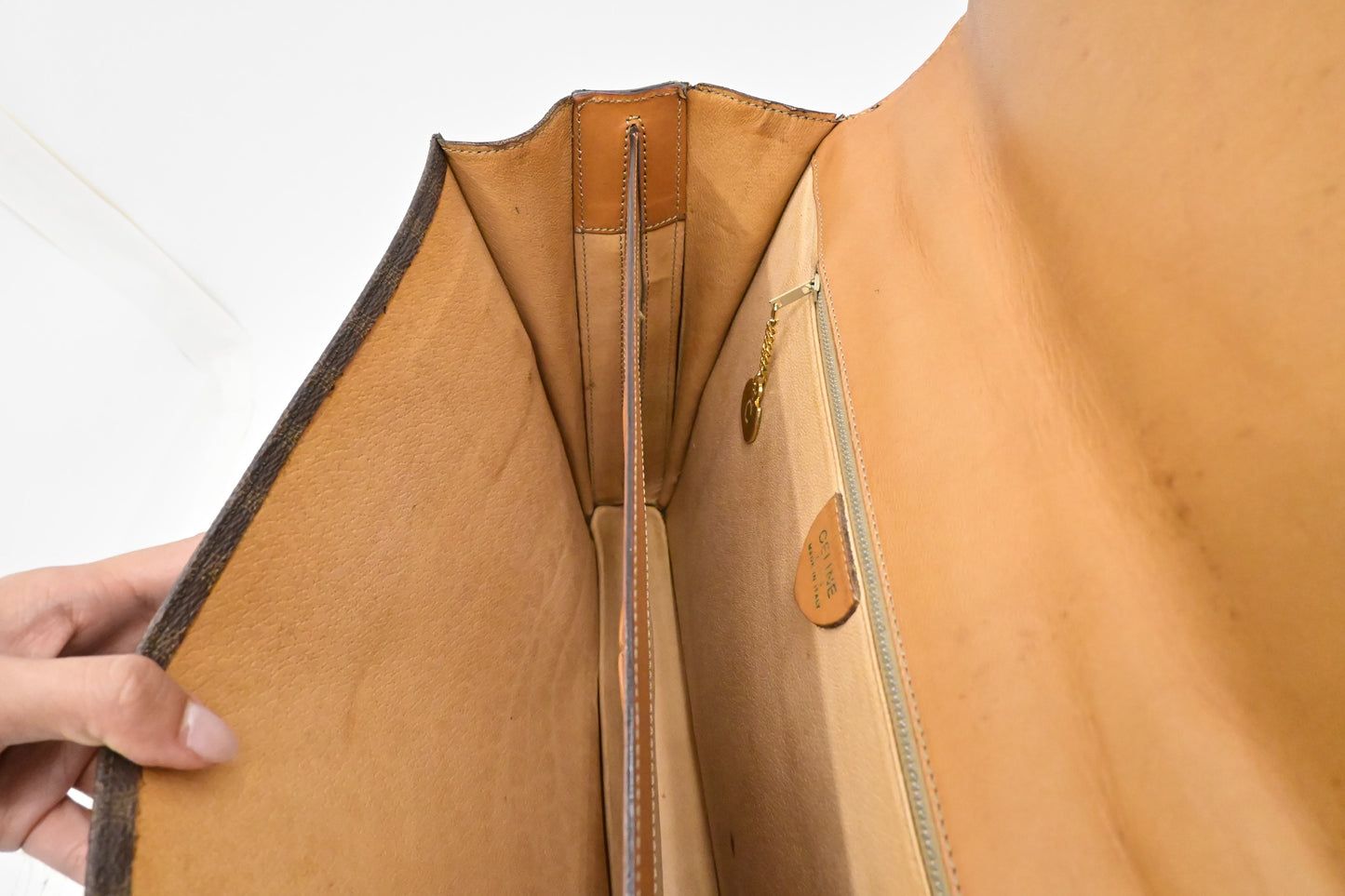 Celine Business Bag in Brown Macadam Canvas