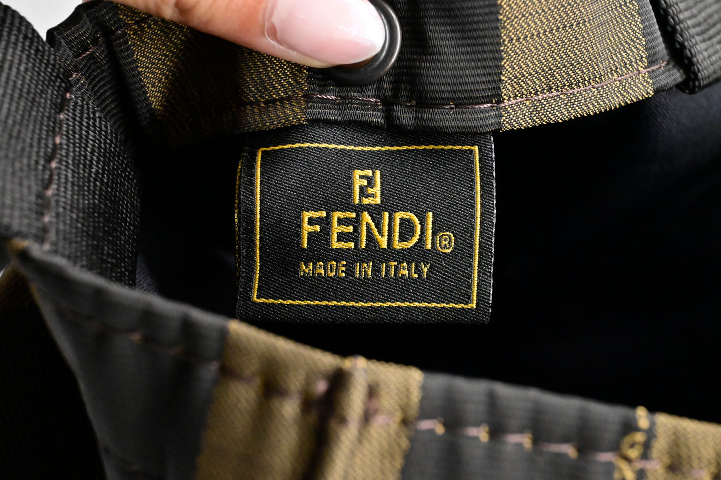 Fendi Foldable Jolly Trailer Bag in Pequin Canvas