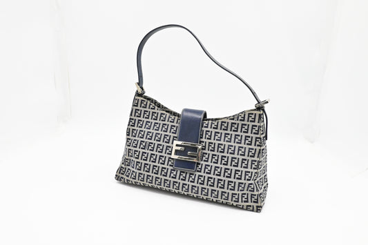 Fendi Shoulder Bag in Navy Blue Zucchino Canvas