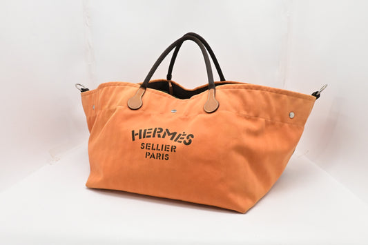 Hermes Fourre Tout de Cavalier in Orange Canvas