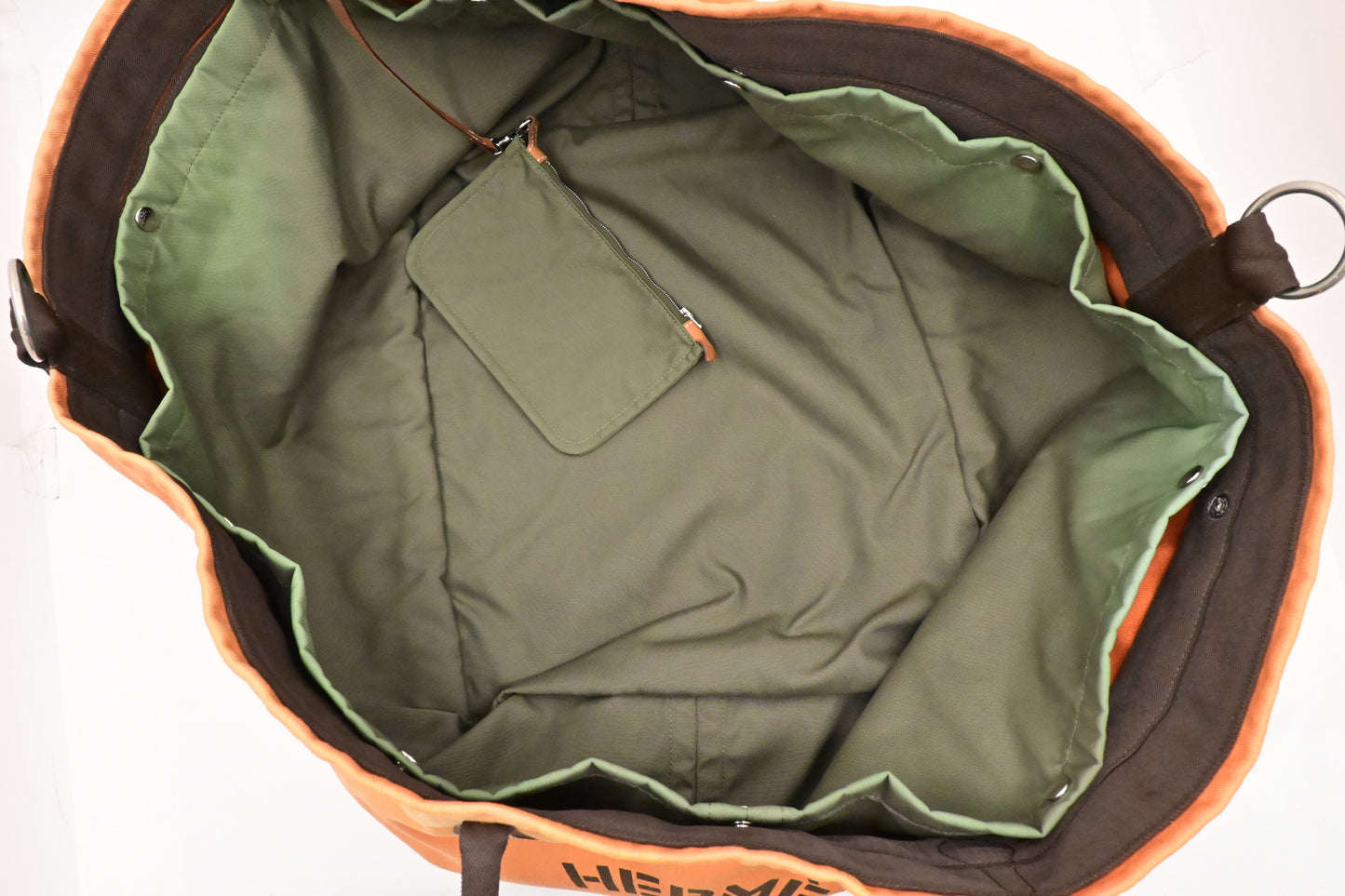 Hermes Fourre Tout de Cavalier in Orange Canvas