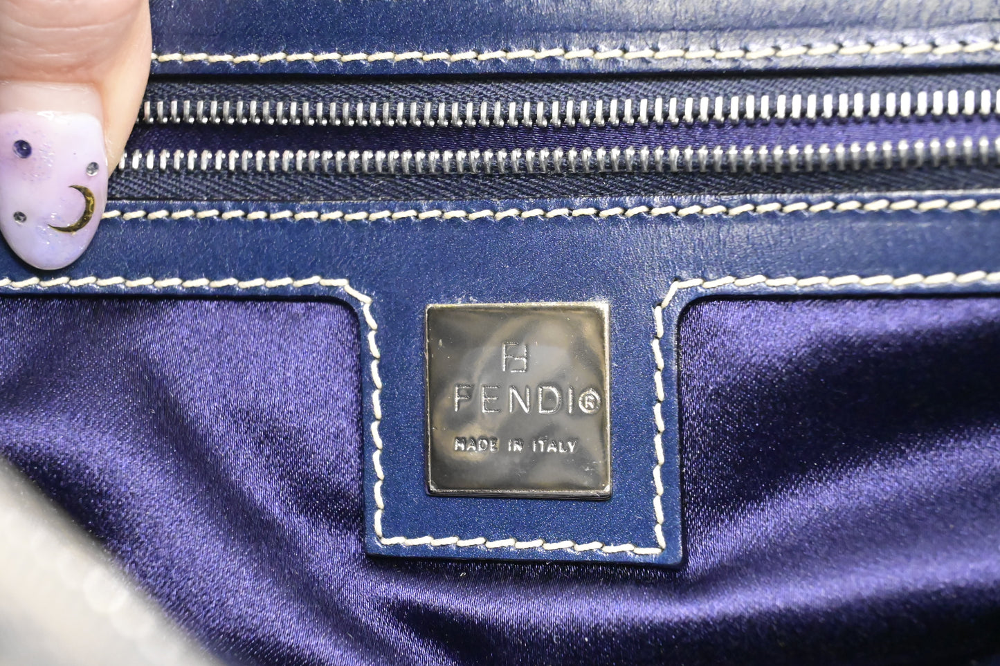 Fendi Shoulder Bag in Navy Blue Zucchino Canvas