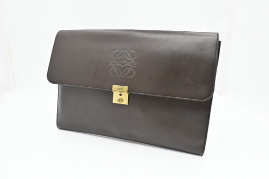 Loewe Document Case in Maroon Leather