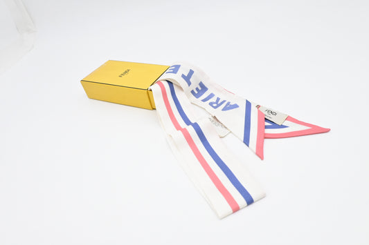 Fendi Aries Wrappy Bandeau in White, Pink, and Blue Silk