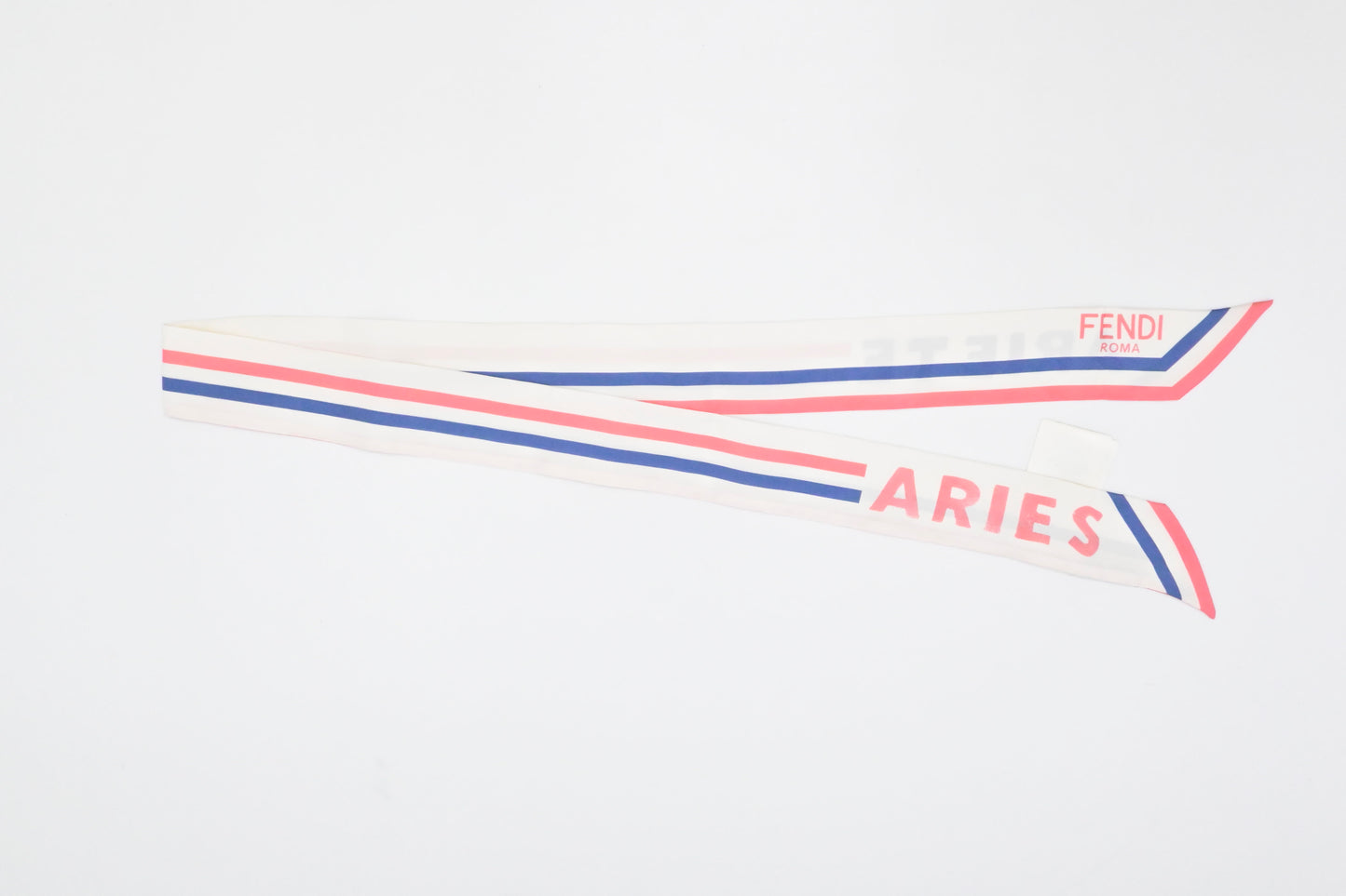 Fendi Aries Wrappy Bandeau in White, Pink, and Blue Silk