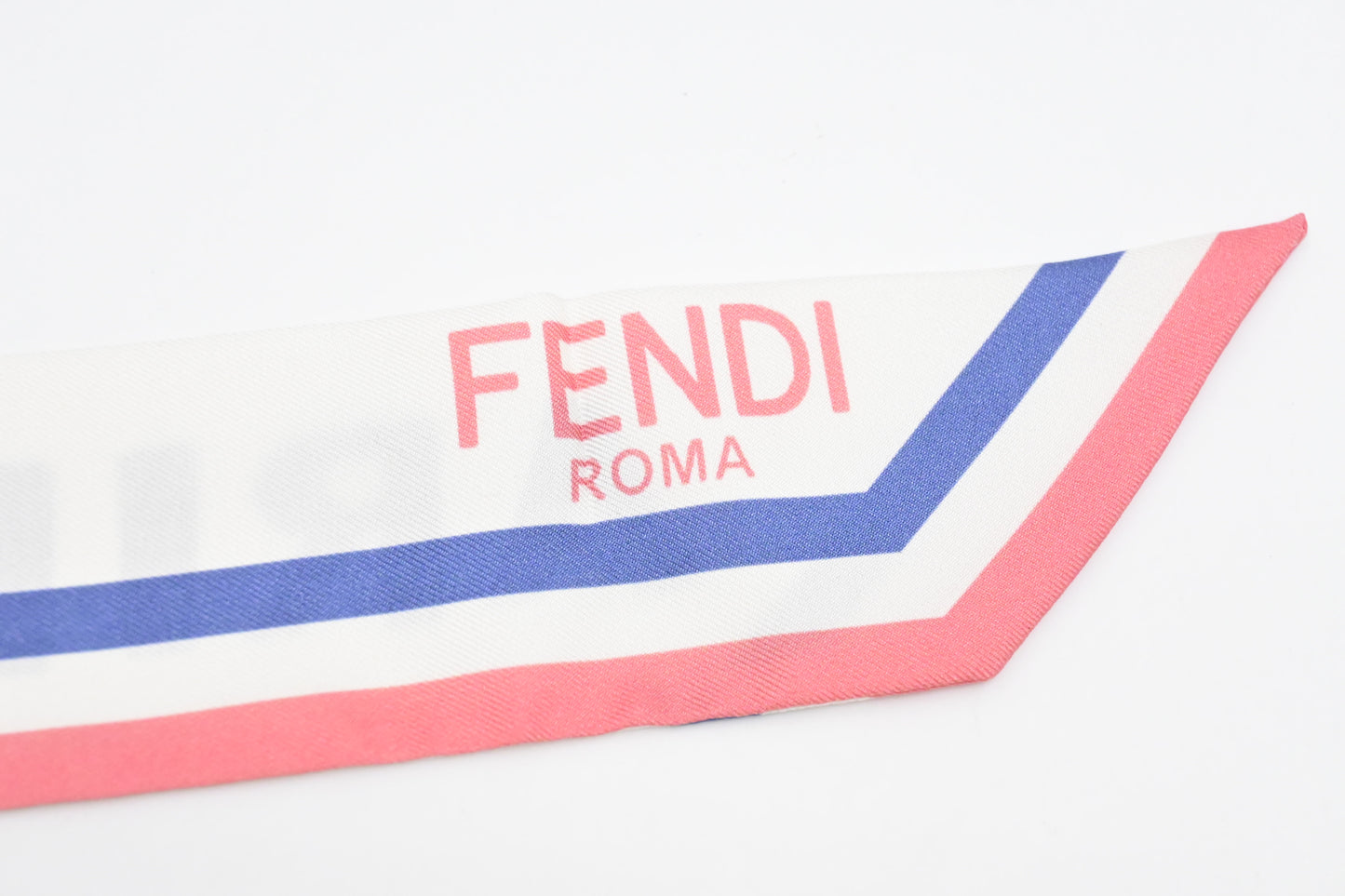 Fendi Aries Wrappy Bandeau in White, Pink, and Blue Silk