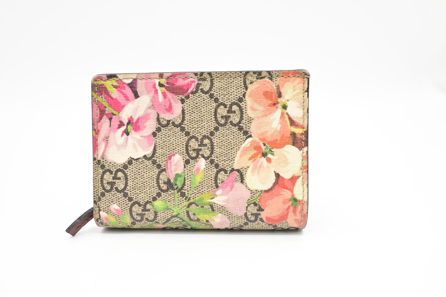 Gucci Card Case Wallet in Pink Blooms GG Canvas
