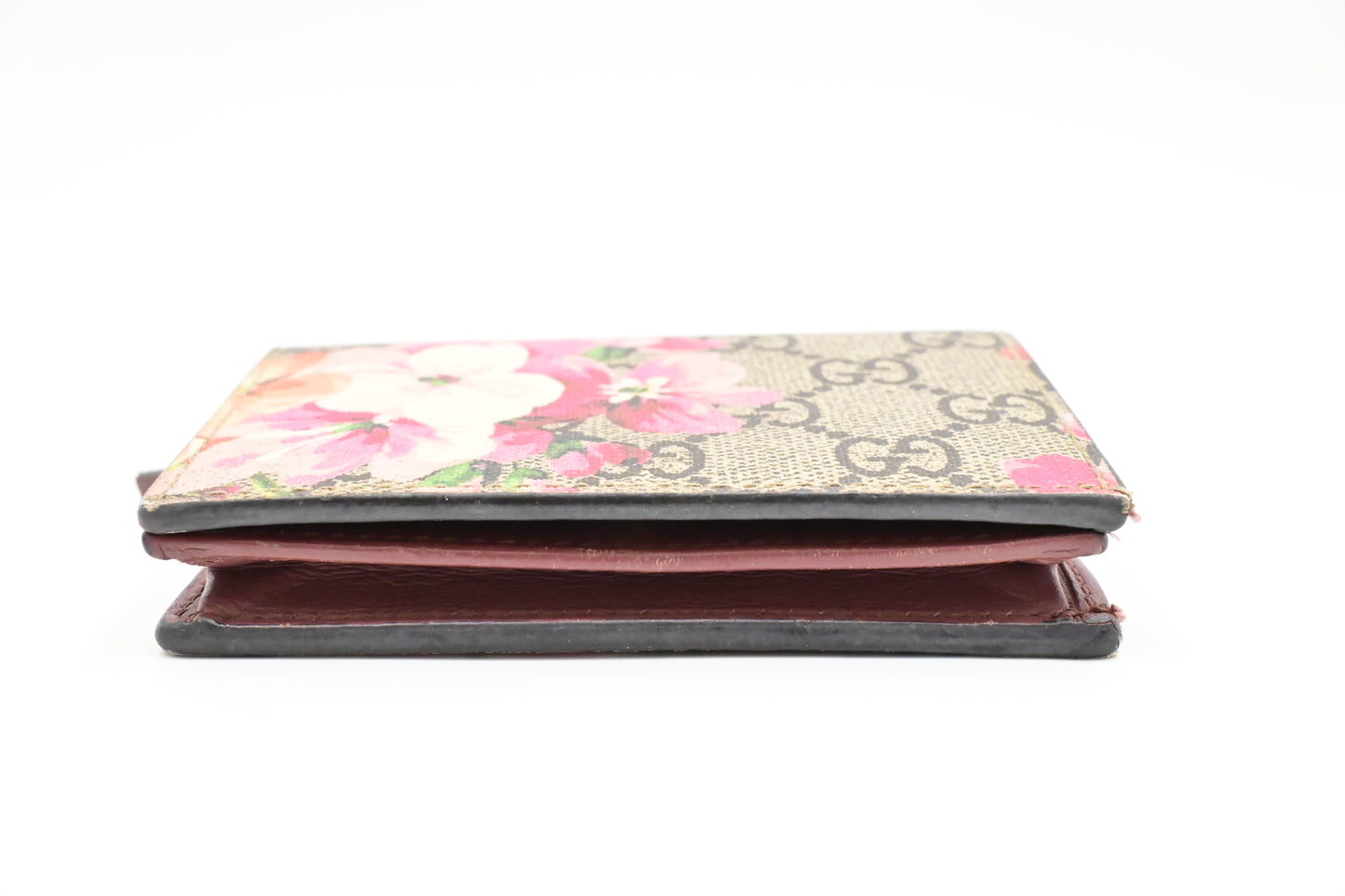 Gucci Card Case Wallet in Pink Blooms GG Canvas