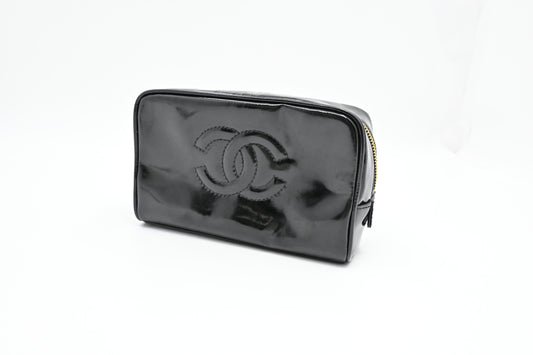 Chanel Cosmetics Pouch in Black Patent Leather