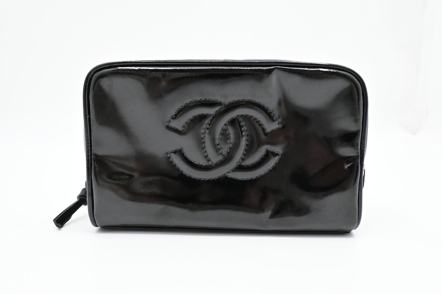 Chanel Cosmetics Pouch in Black Patent Leather