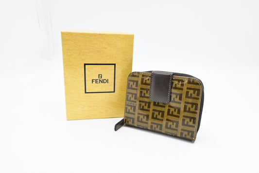 Fendi Compact Zippy Wallet in Zucca Patent Leather