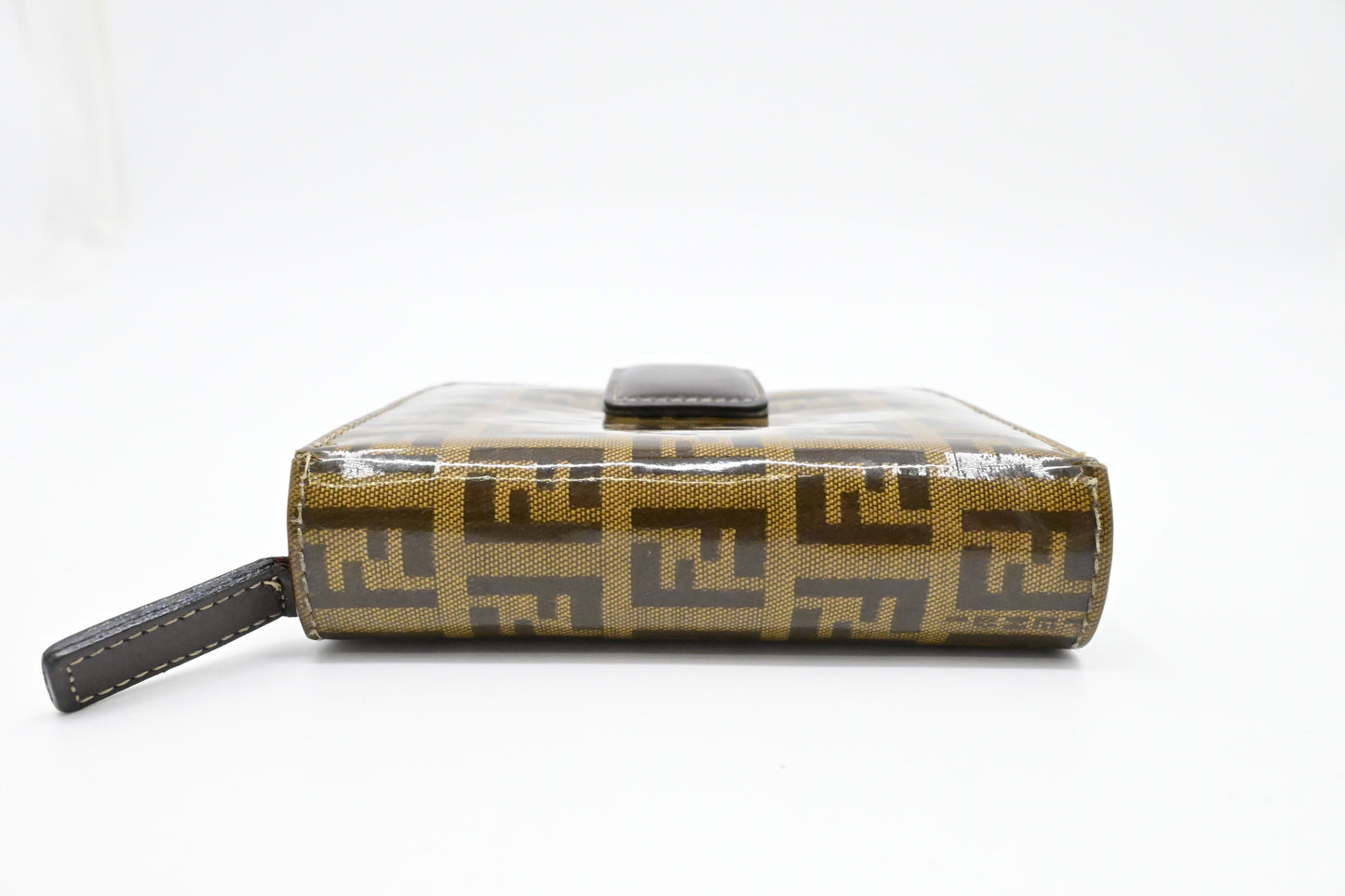 Fendi Compact Zippy Wallet in Zucca Patent Leather