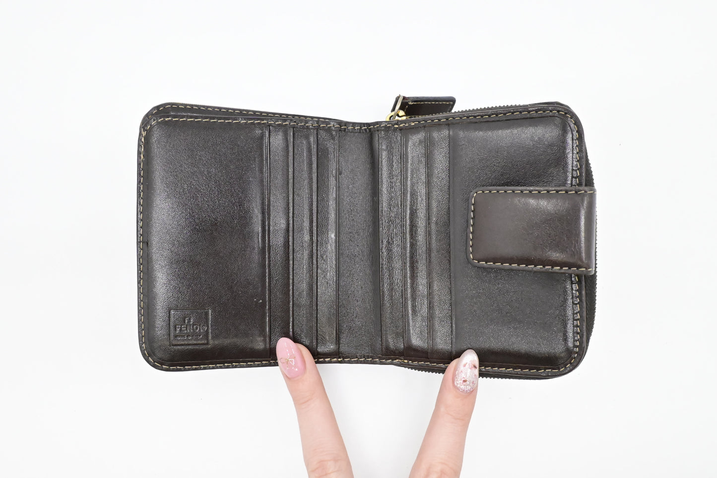 Fendi Compact Zippy Wallet in Zucca Patent Leather