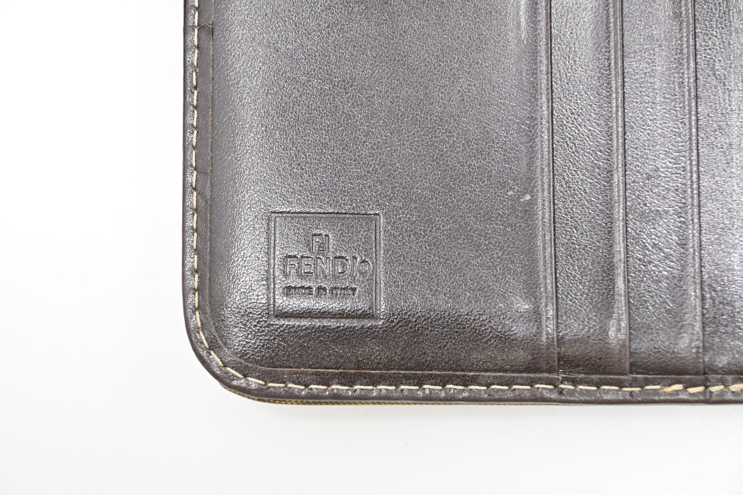 Fendi Compact Zippy Wallet in Zucca Patent Leather