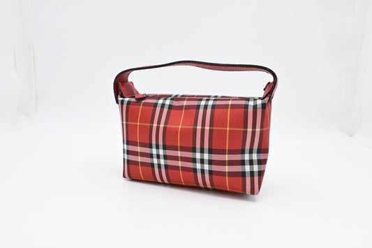 Burberry Wristlet in Red Check Canvas