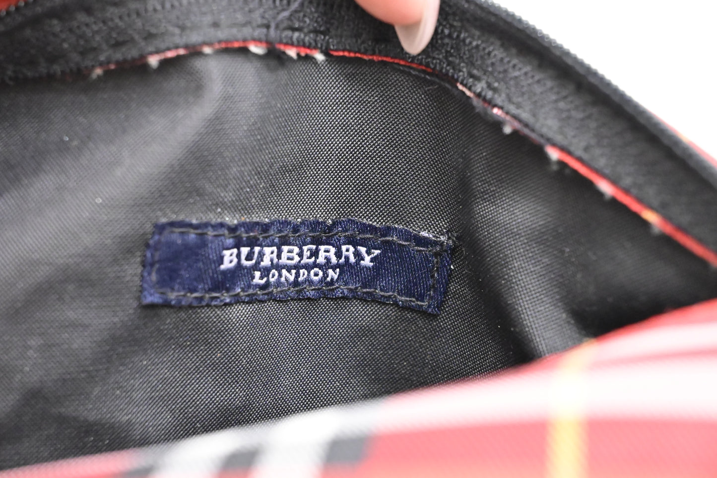 Burberry Wristlet in Red Check Canvas