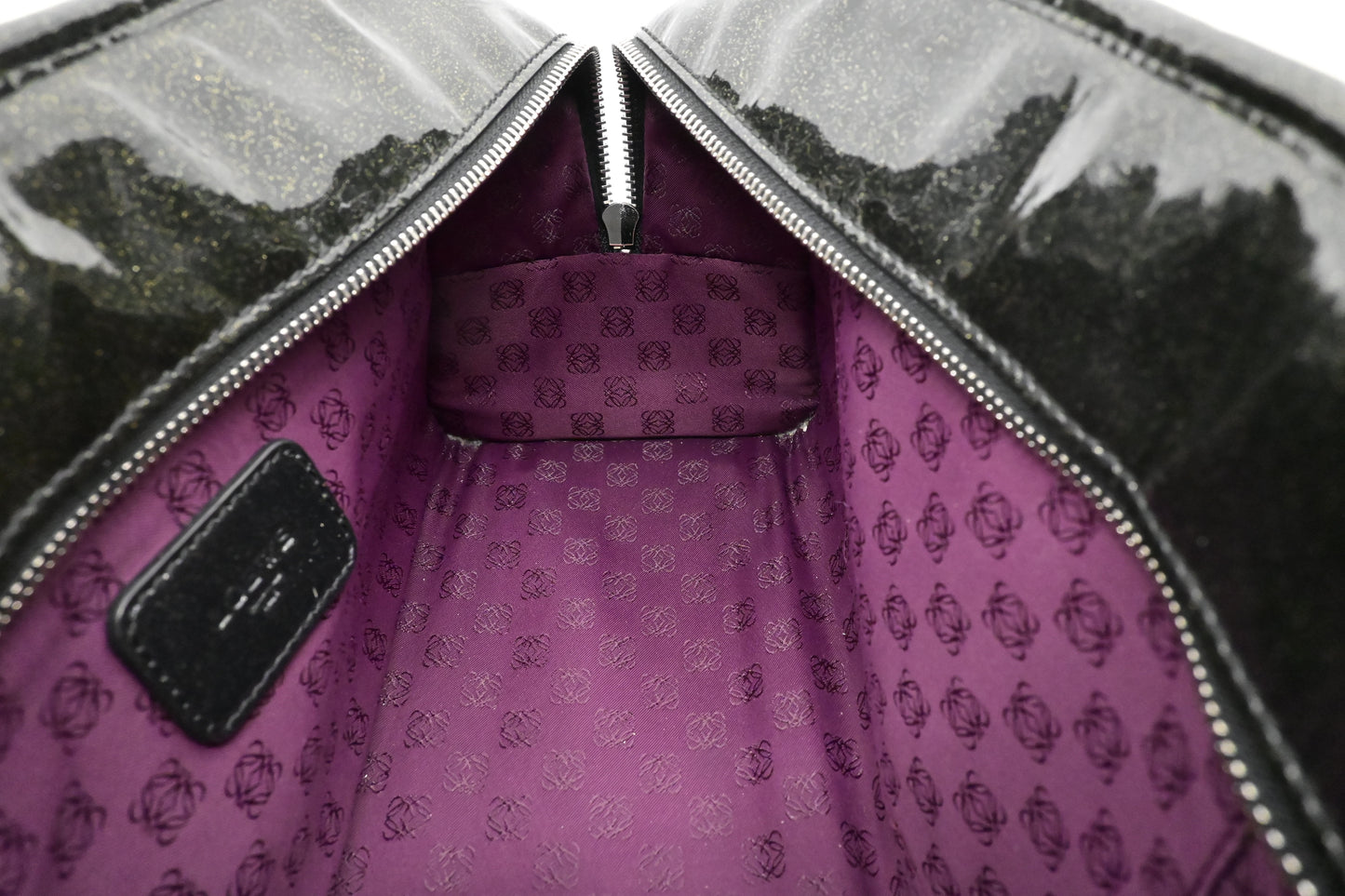 Loewe Amazona in Glittered Dark Green Patent Leather