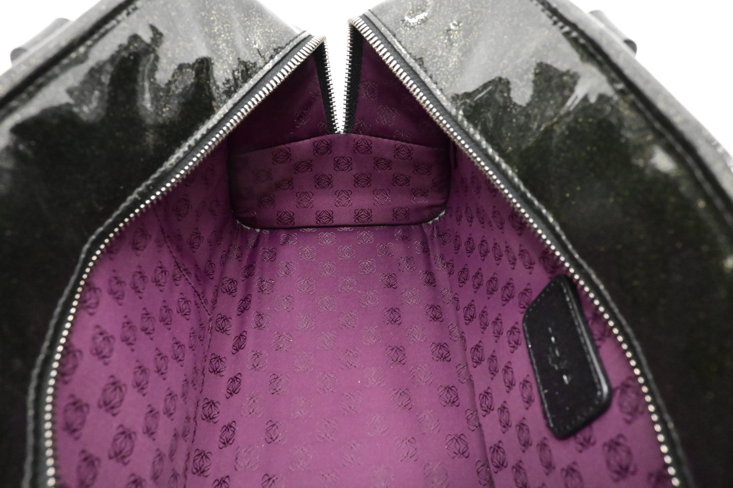 Loewe Amazona in Glittered Dark Green Patent Leather
