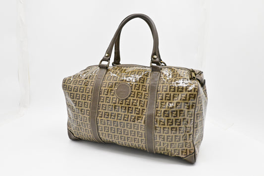 Fendi Boston Bag in Zucchino Coated Canvas
