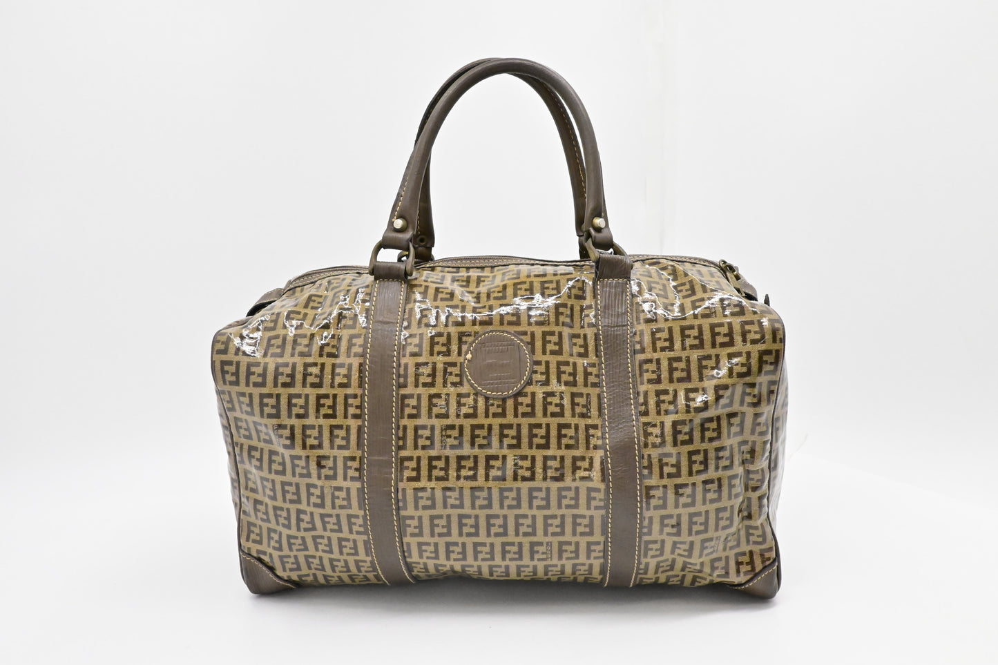 Fendi Boston Bag in Zucchino Coated Canvas