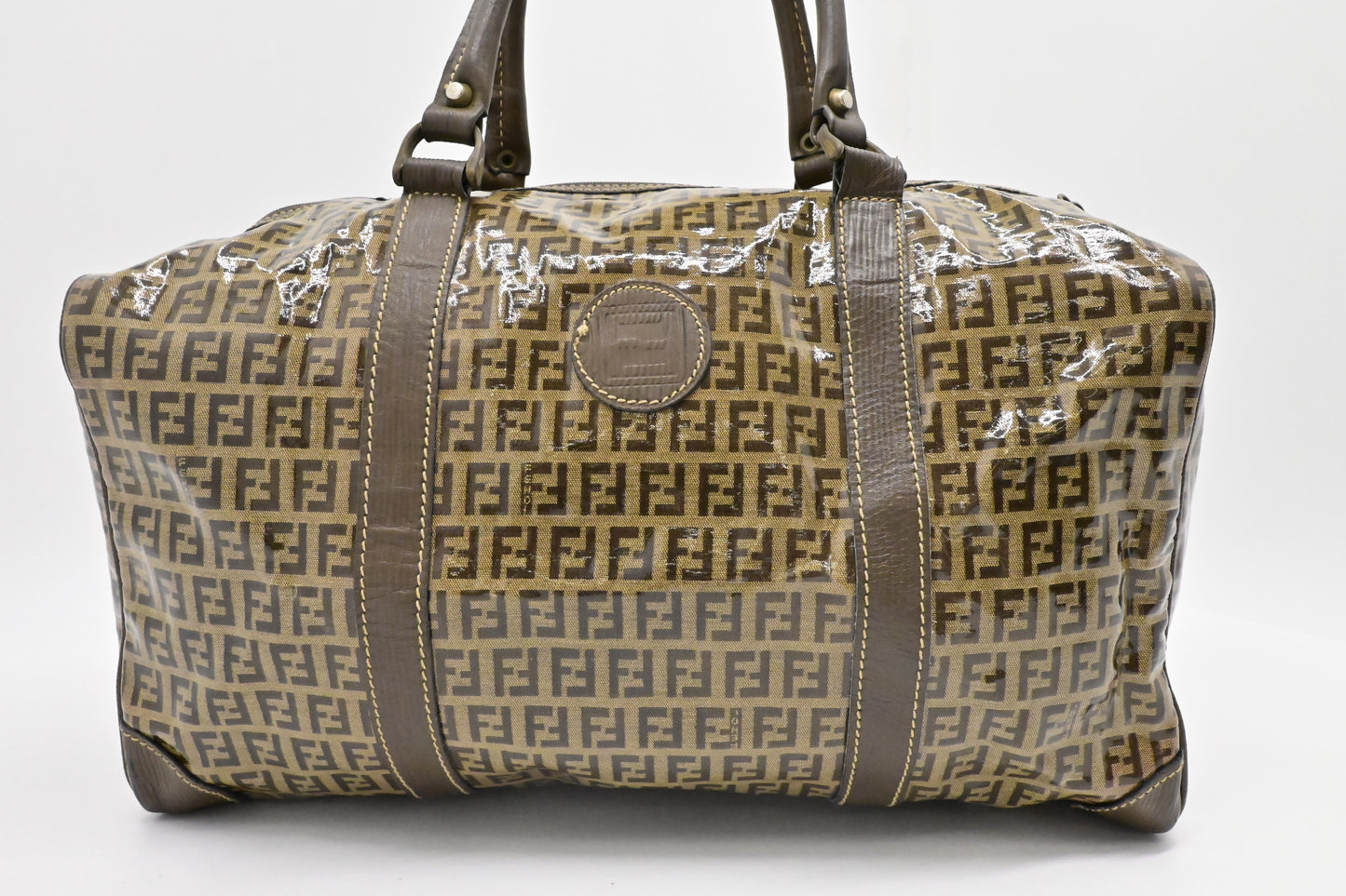 Fendi Boston Bag in Zucchino Coated Canvas