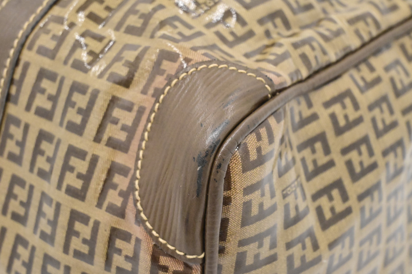 Fendi Boston Bag in Zucchino Coated Canvas