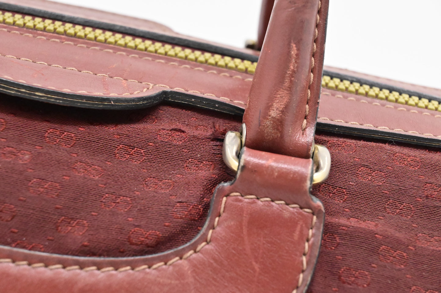 Gucci Boston Bag in Red Micro GG Canvas