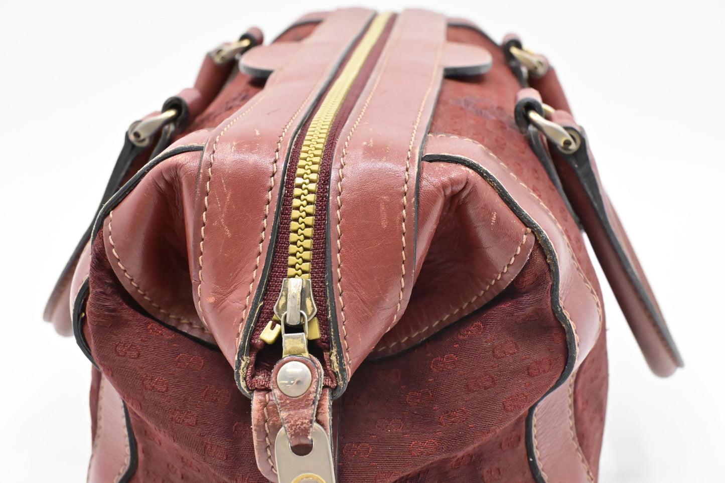 Gucci Boston Bag in Red Micro GG Canvas