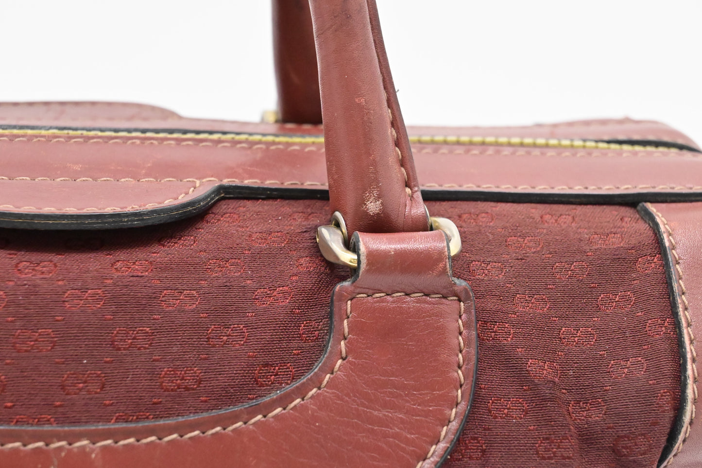 Gucci Boston Bag in Red Micro GG Canvas