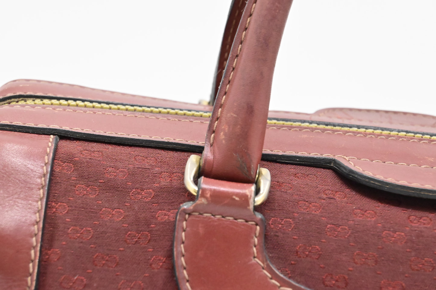 Gucci Boston Bag in Red Micro GG Canvas