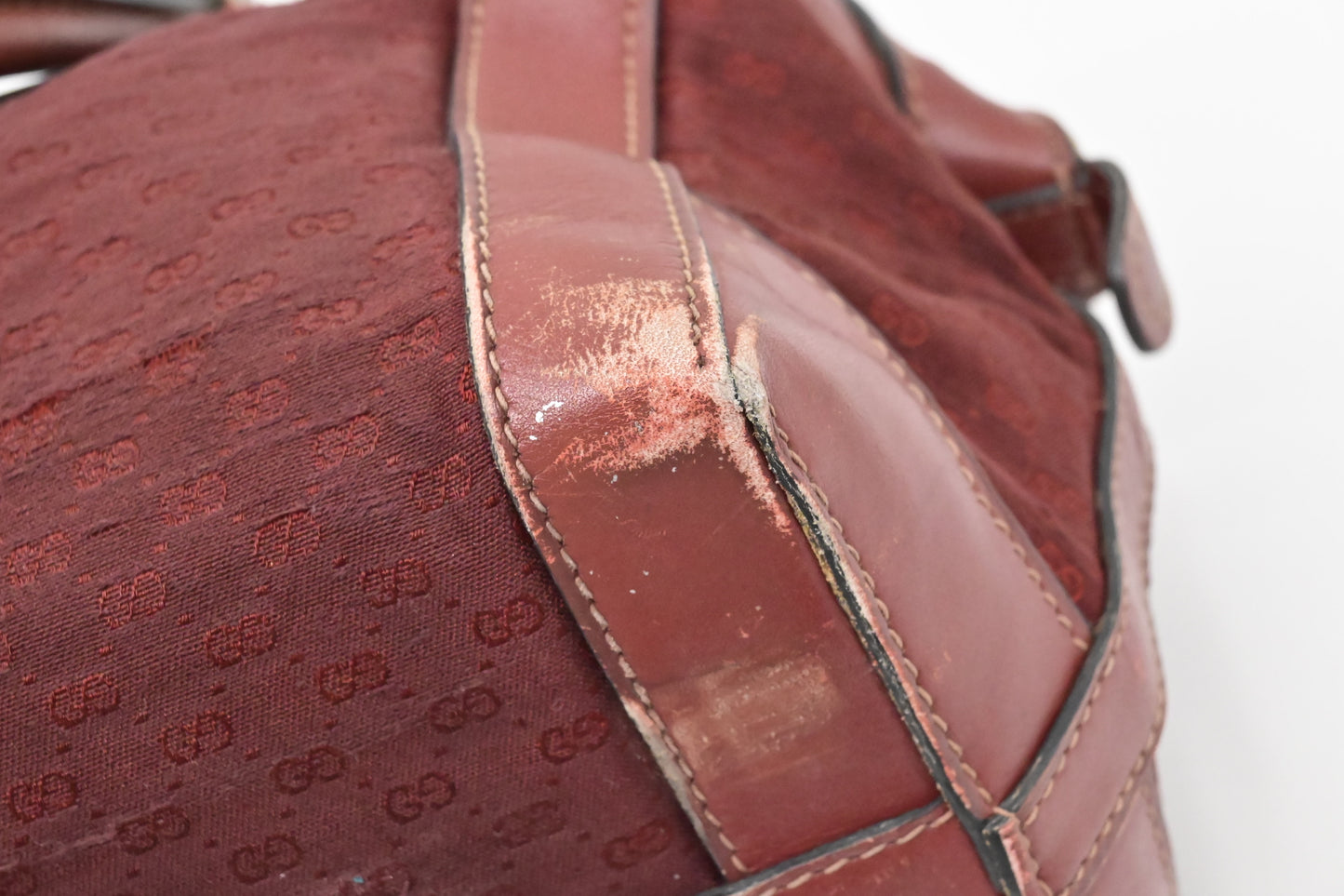 Gucci Boston Bag in Red Micro GG Canvas