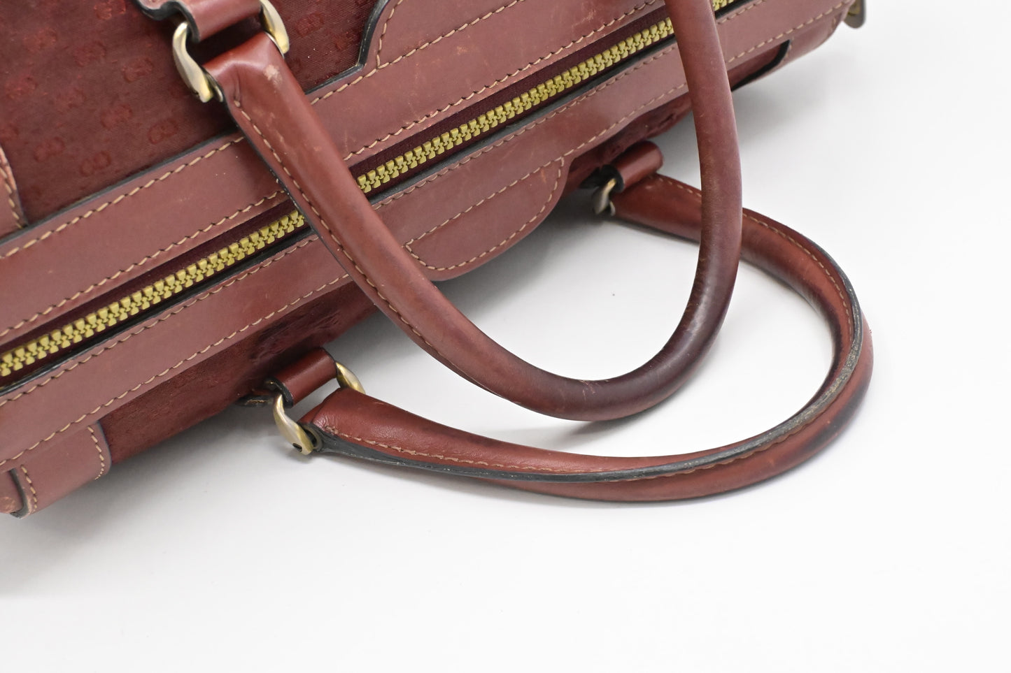 Gucci Boston Bag in Red Micro GG Canvas