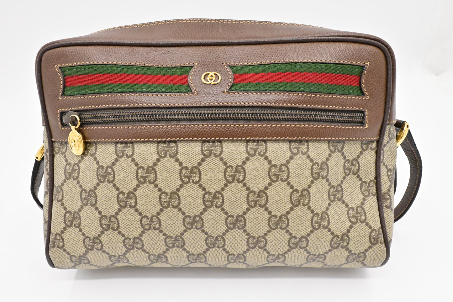 Gucci Crossbody Bag in GG Supreme Canvas & Brown Leather