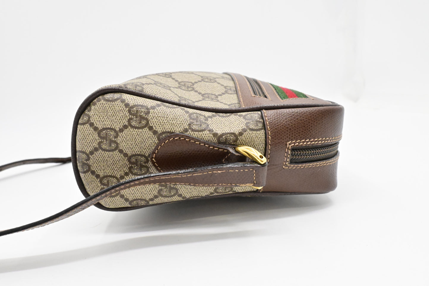 Gucci Crossbody Bag in GG Supreme Canvas & Brown Leather