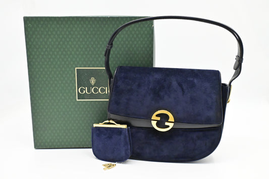 Gucci Blondie Shoulder Bag in Blue Suede