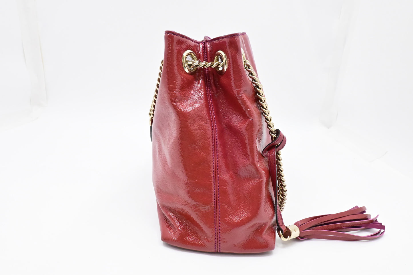 Gucci Soho Chain Shoulder Bag in Pink Red Leather
