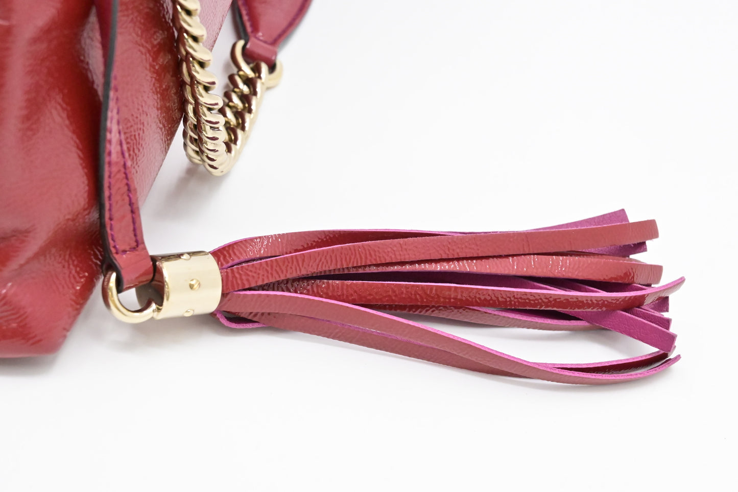 Gucci Soho Chain Shoulder Bag in Pink Red Leather