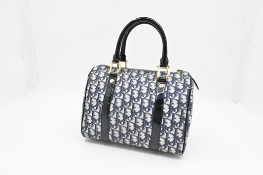 Dior Boston Bag in Blue Oblique Coated Canvas