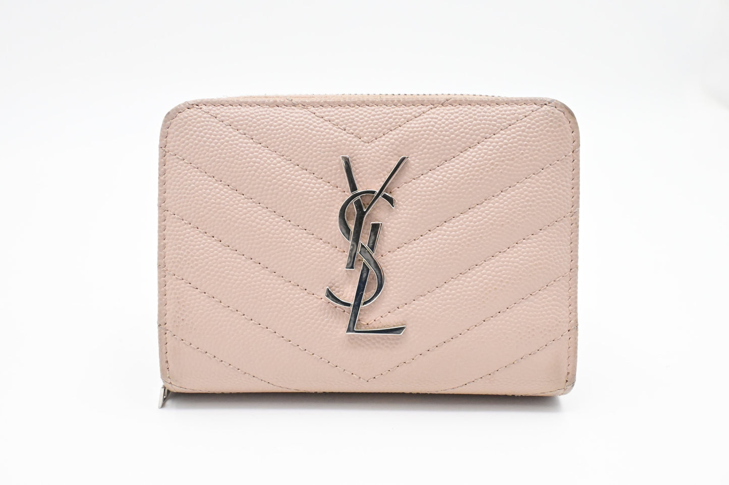 YSL Saint Laurent Compact Wallet in Pink Grain de Poudre Leather
