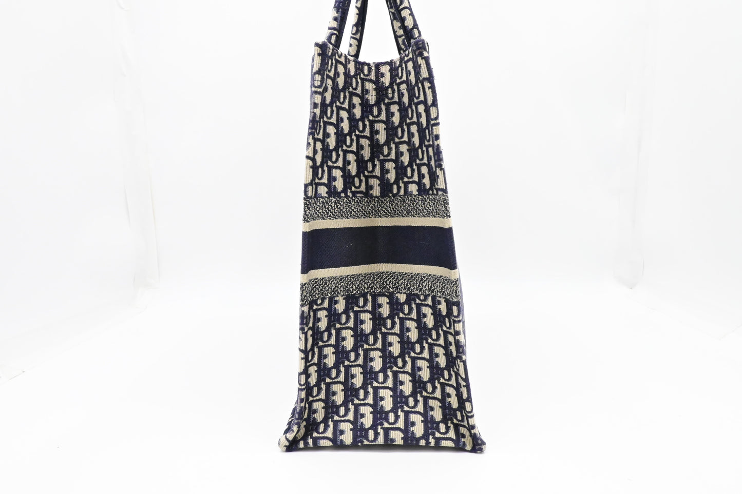 Dior Large Book Tote in Navy Oblique Embroidery Canvas