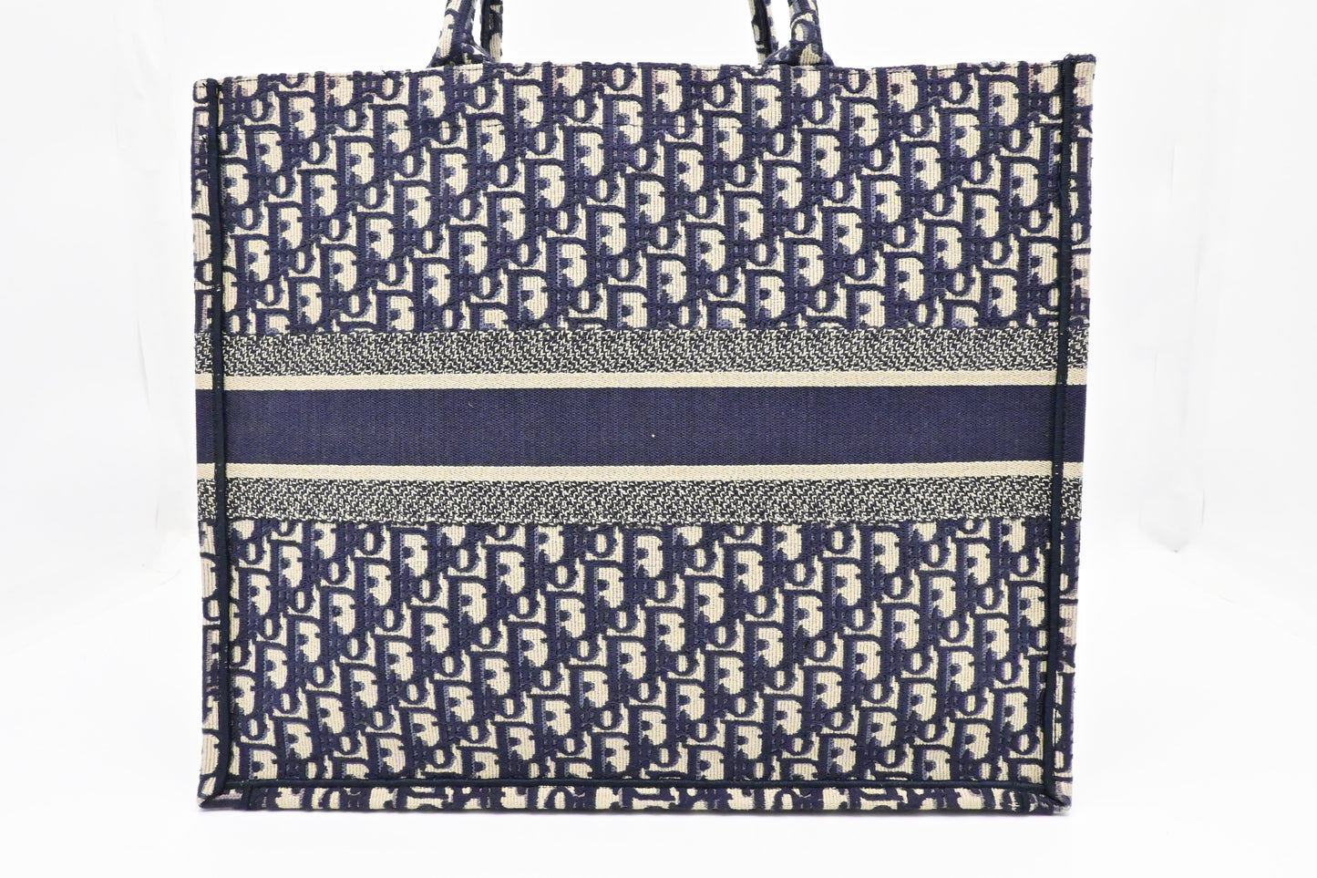 Dior Large Book Tote in Navy Oblique Embroidery Canvas
